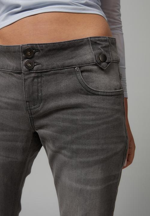 Factorie - Low rise kick flare jean - grey & heavy whiskers