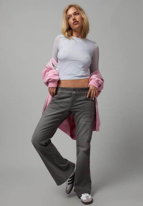 Factorie - Low rise kick flare jean - grey & heavy whiskers