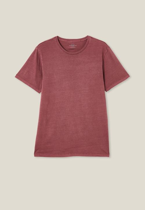 Cotton On - Organic regular fit crew T-shirt - dark carmine