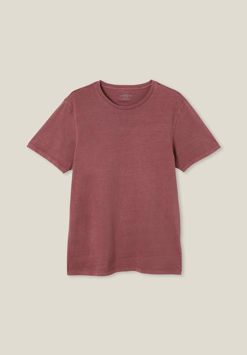 Cotton On - Organic regular fit crew T-shirt - dark carmine