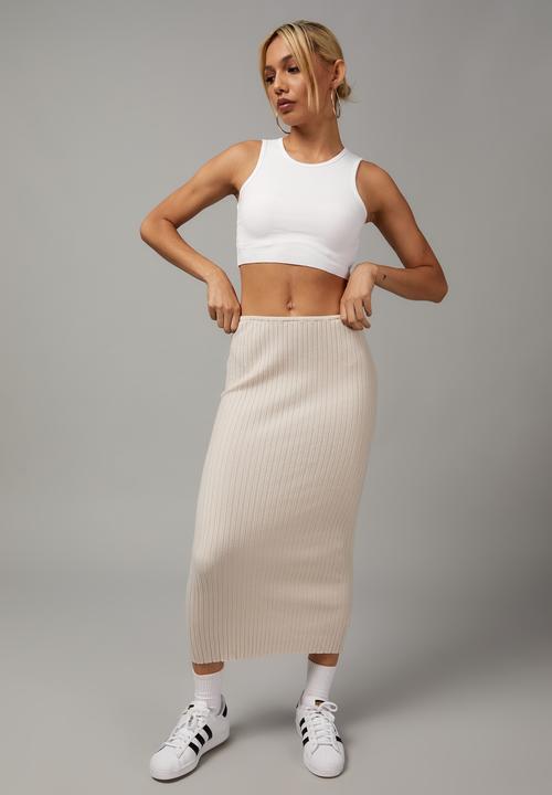 Factorie - Knit midi skirt - light stone