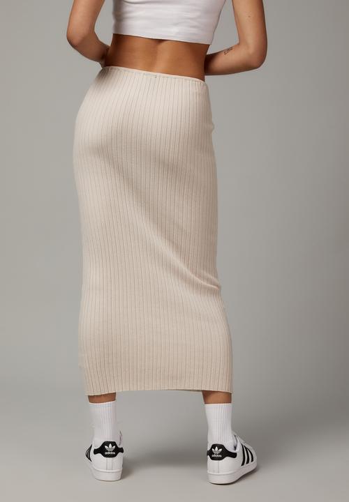 Factorie - Knit midi skirt - light stone