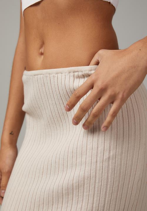 Factorie - Knit midi skirt - light stone