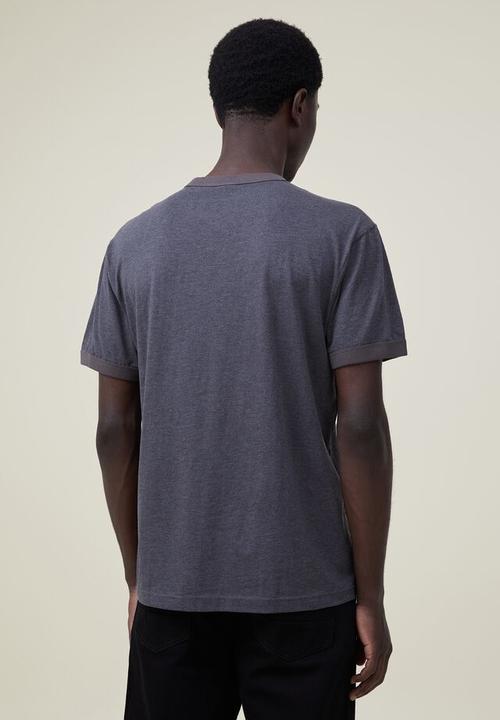 Cotton On - Loose fit ringer t-shirt - charcoal marle/faded slate