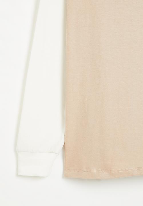 Superbalist - Boys colour blocked tee - stone/ecru/tobacco