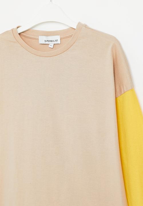 Superbalist - Boys colour blocked tee - stone/ecru/tobacco