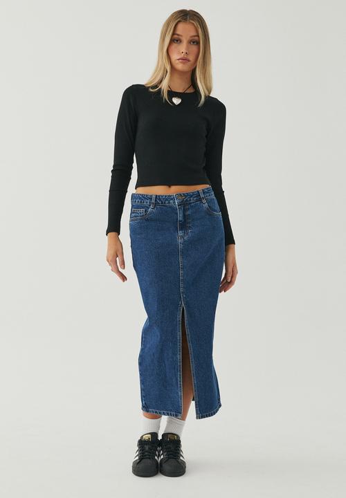 Supré  - Aspen long sleeve rib top - black
