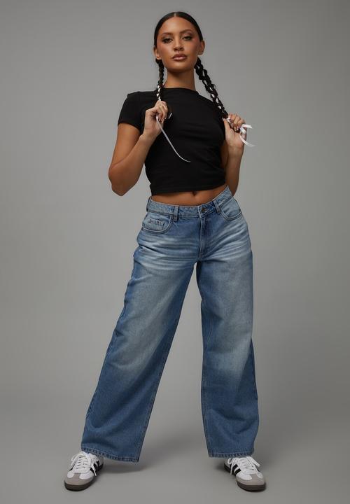 Factorie - Trophy low rise baggy jean - lake blue/heavy whiskers