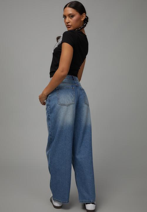 Factorie - Trophy low rise baggy jean - lake blue/heavy whiskers