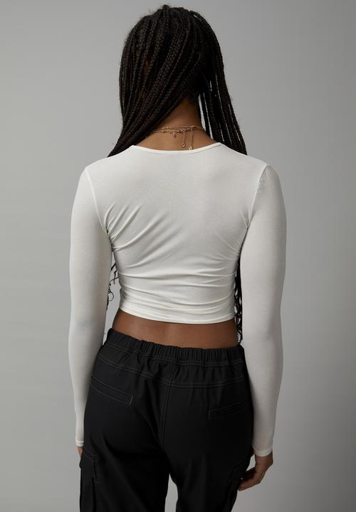 Factorie - Sheer long sleeve top - renaissance tile/white