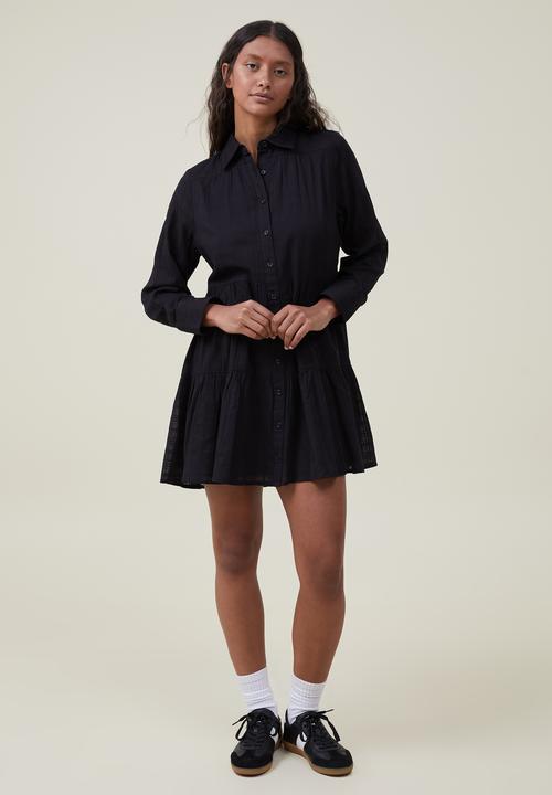 Cotton On - Shannon button front shirt mini dress - black