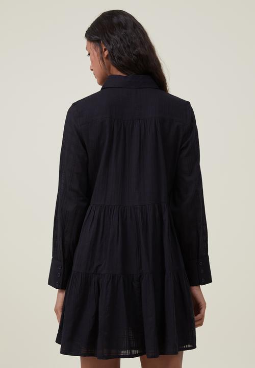 Cotton On - Shannon button front shirt mini dress - black
