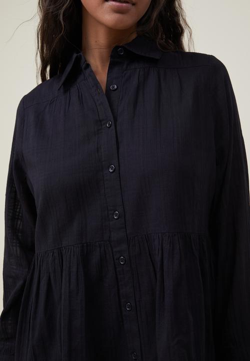 Cotton On - Shannon button front shirt mini dress - black