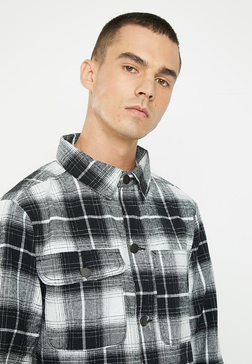 Brave Soul - Technique jacket - black/white check