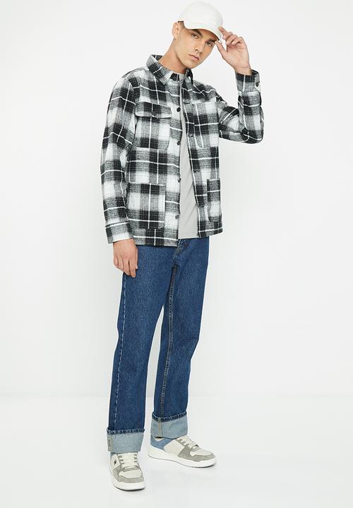 Brave Soul - Technique jacket - black/white check