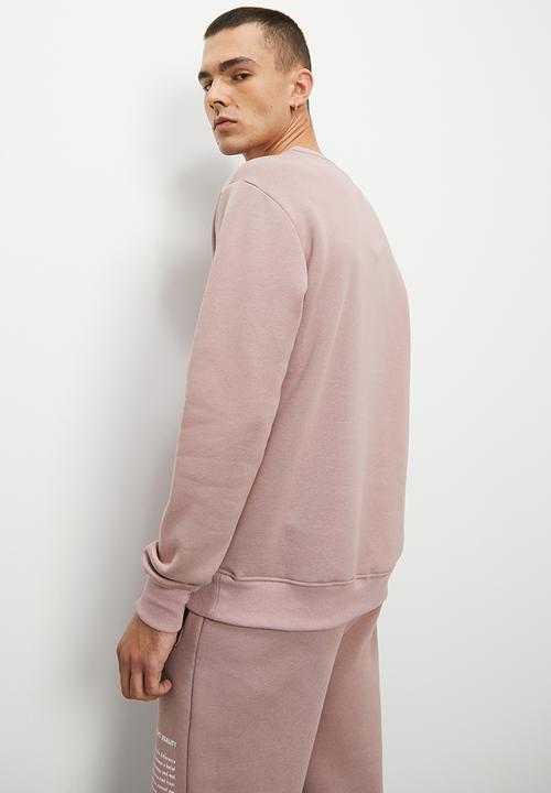 Superbalist - Fashion printed crew sweat top - dusty pink 