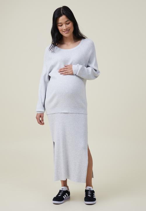 Cotton On - Maternity friendly urban midi skirt - grey marle