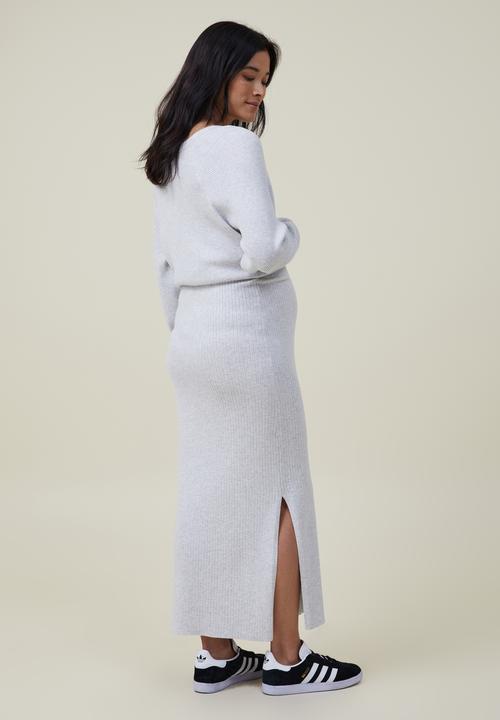 Cotton On - Maternity friendly urban midi skirt - grey marle