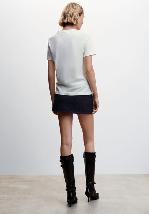 MANGO - T-shirt etrojo - white