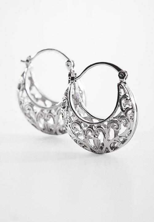 MANGO - Embossed hoop earrings - silver