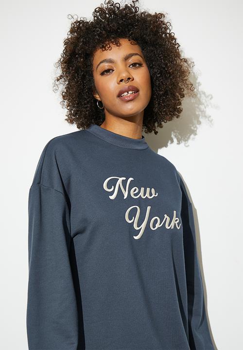 Superbalist - Embroidered sweat dress - navy