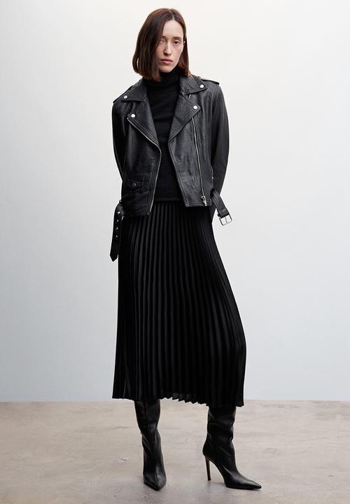 MANGO - Skirt plisado2 - black