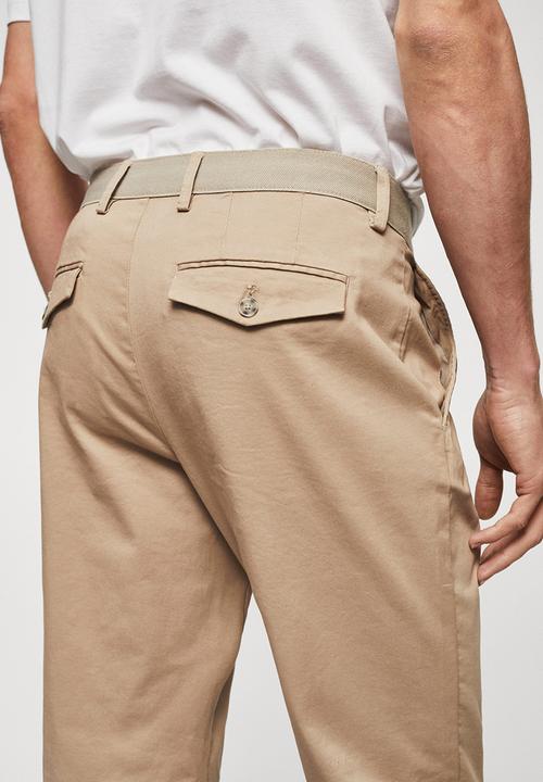 MANGO - Trousers prato - beige