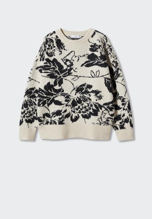 MANGO - Sweater flores - beige