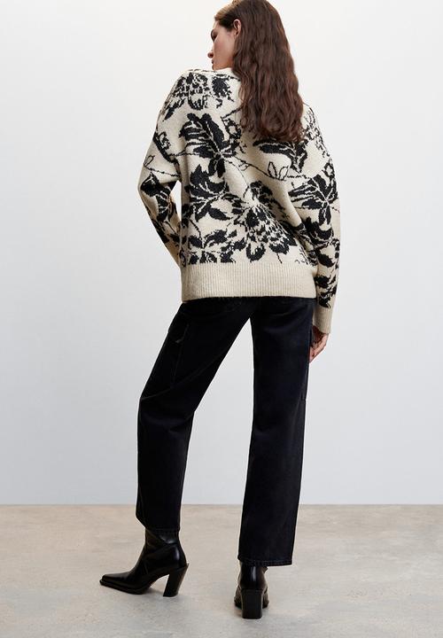 MANGO - Sweater flores - beige