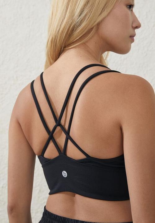 Cotton On - Ultra soft strappy workout crop - black