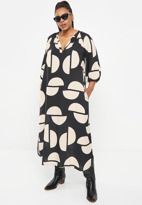 Me&B - Plus Easy tunic dress - black & neutral