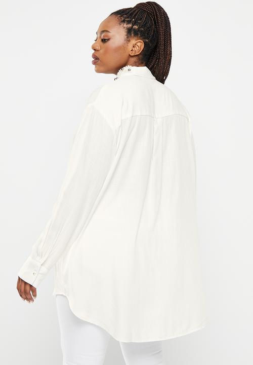 Me&B - Plus Embellished collar shirt - white
