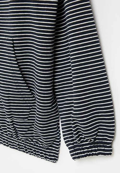 Pop Candy - Boys stripe zip through top - navy