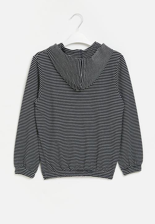 Pop Candy - Boys stripe zip through top - navy