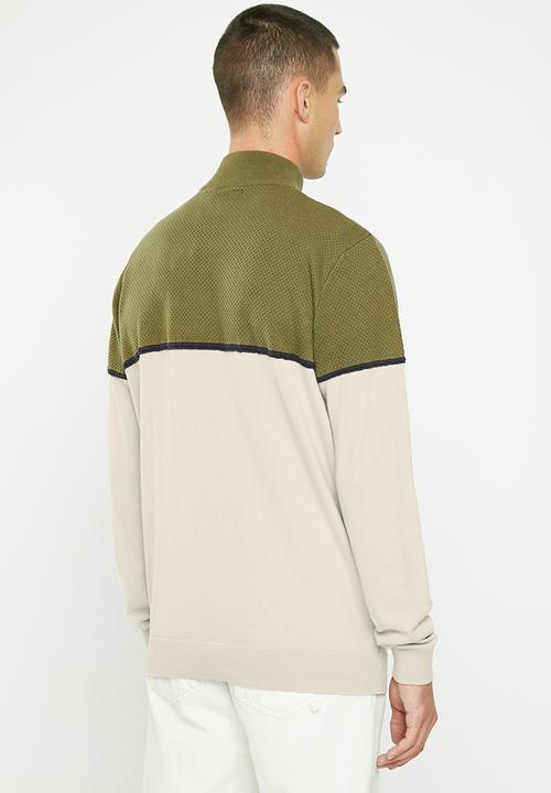 Brave Soul - Samir knitwear - khaki & stone