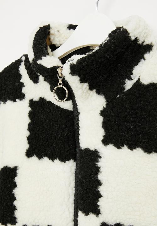 Pop Candy - Girls zip through jacket - white & black