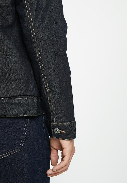 Brave Soul - Larsonborgdb jacket - dark blue denim & cream borg