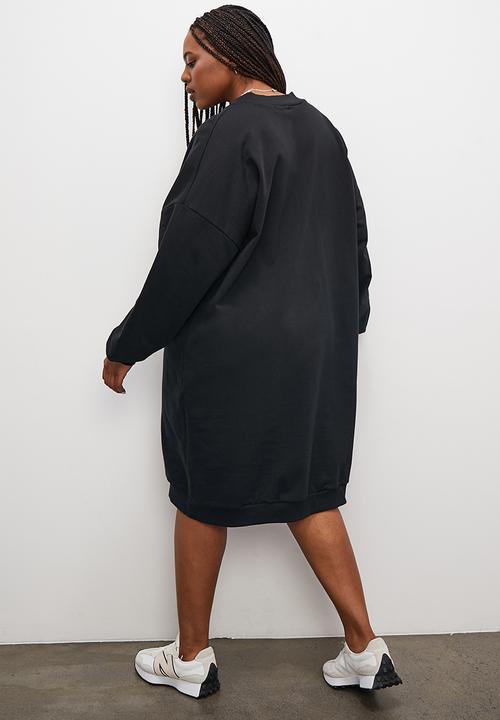 Superbalist - Crossover v-neck sweat dress - black
