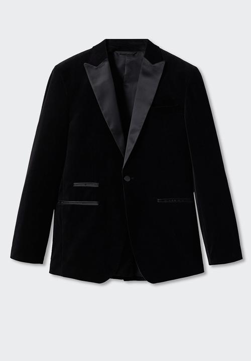 MANGO - Blazer velvet - black
