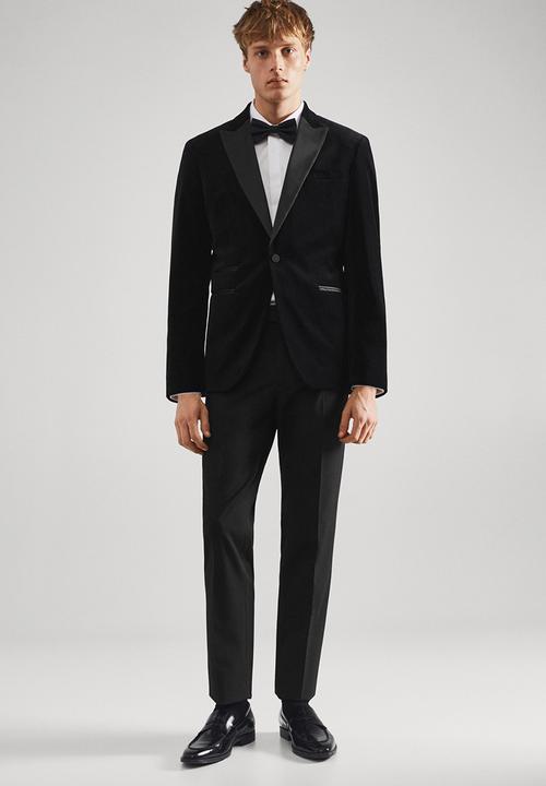 MANGO - Blazer velvet - black