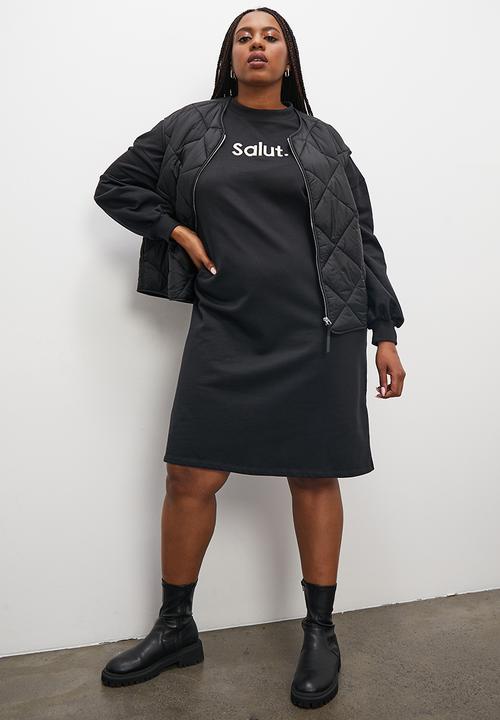 Superbalist - Embroidered sweat dress - black