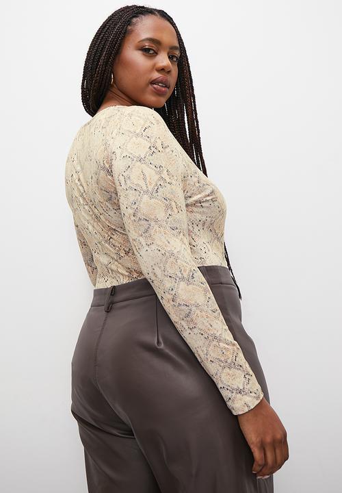 Superbalist - Long sleeve boat neck bodysuit - snake print