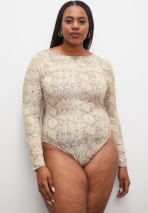 Superbalist - Long sleeve boat neck bodysuit - snake print