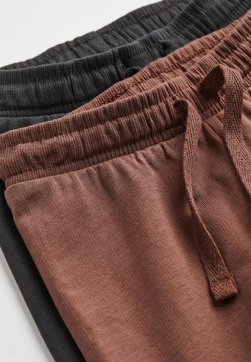 H&M - 2-Pack cotton joggers - brown/dark grey