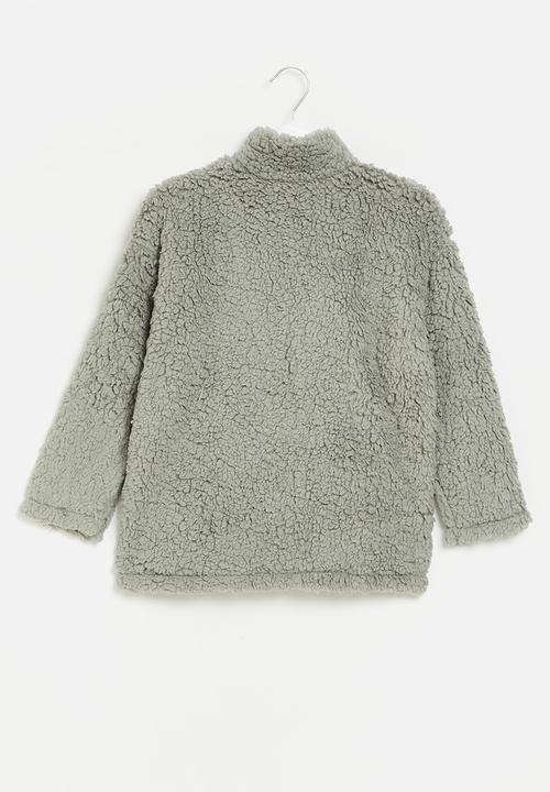 Quimby - Synthetic fur anorak jacket w/ woven details - grey