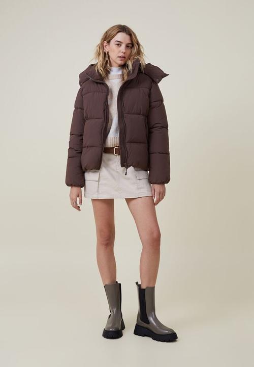 Cotton On - The recycled mother puffer jacket 3.0 - cedar brown