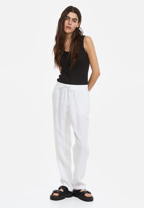 H&M - Linen joggers - white