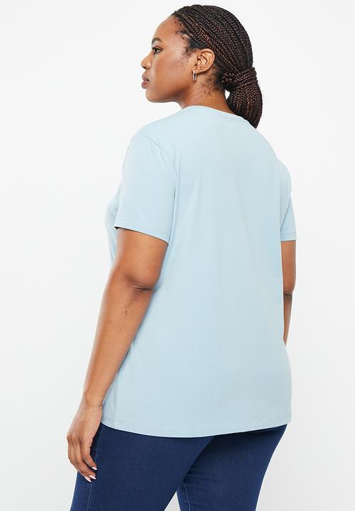 POLO - Plus wmn allie ss sml pony stretch t-shirt - light blue