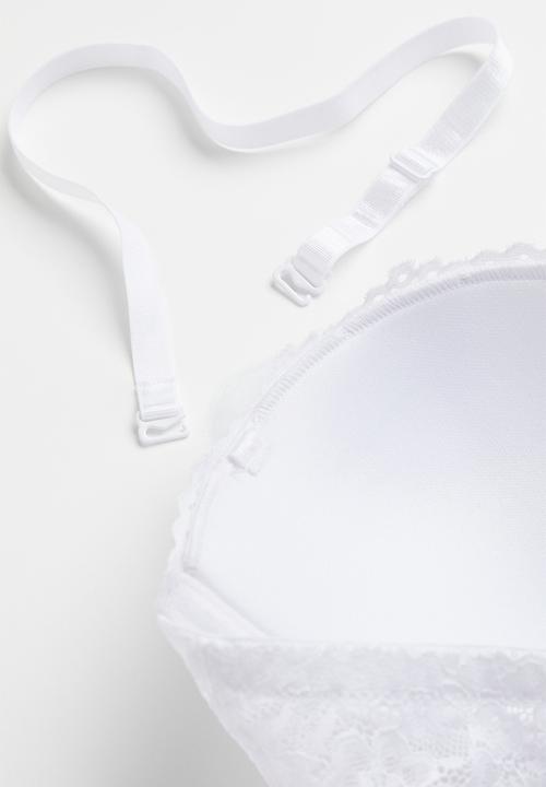 H&M - Padded lace balconette bra - white