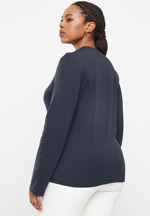 POLO - Plus wmn sml pony long sleeve t-shirt - navy